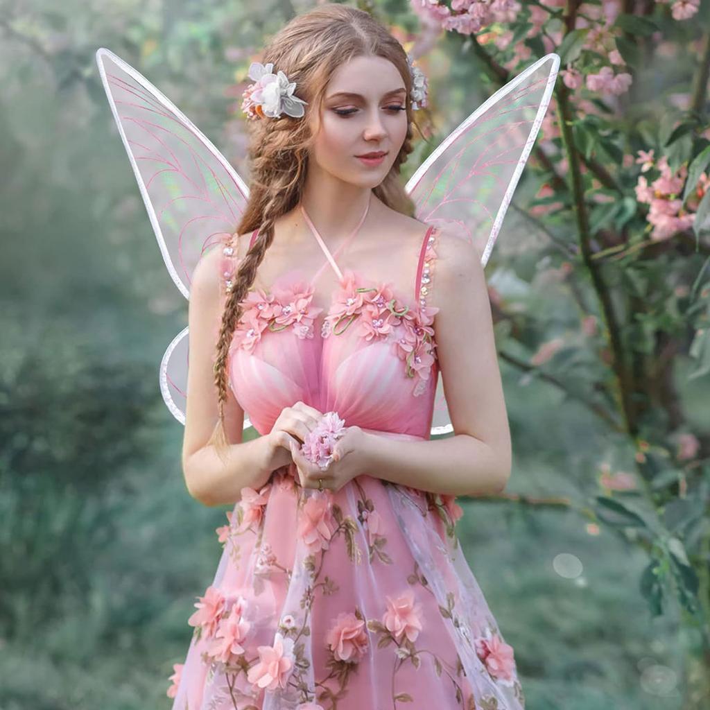 Fairy Wing,Butterfly Fairy Halloween Costume Angel Wings,Halloween Costume Sparkle Angel Wings Dress Up Party Favor White