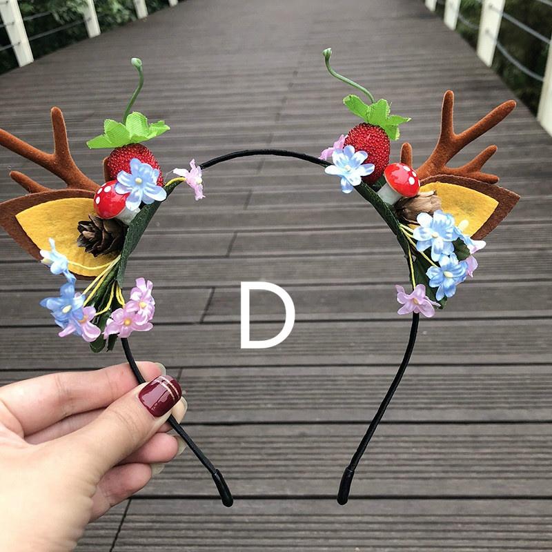 

Новогодний ободок Лосиные рога Шишка Рождественский ободок Женские праздничные аксессуары для волос Милые кошачьи ушки головной убор D