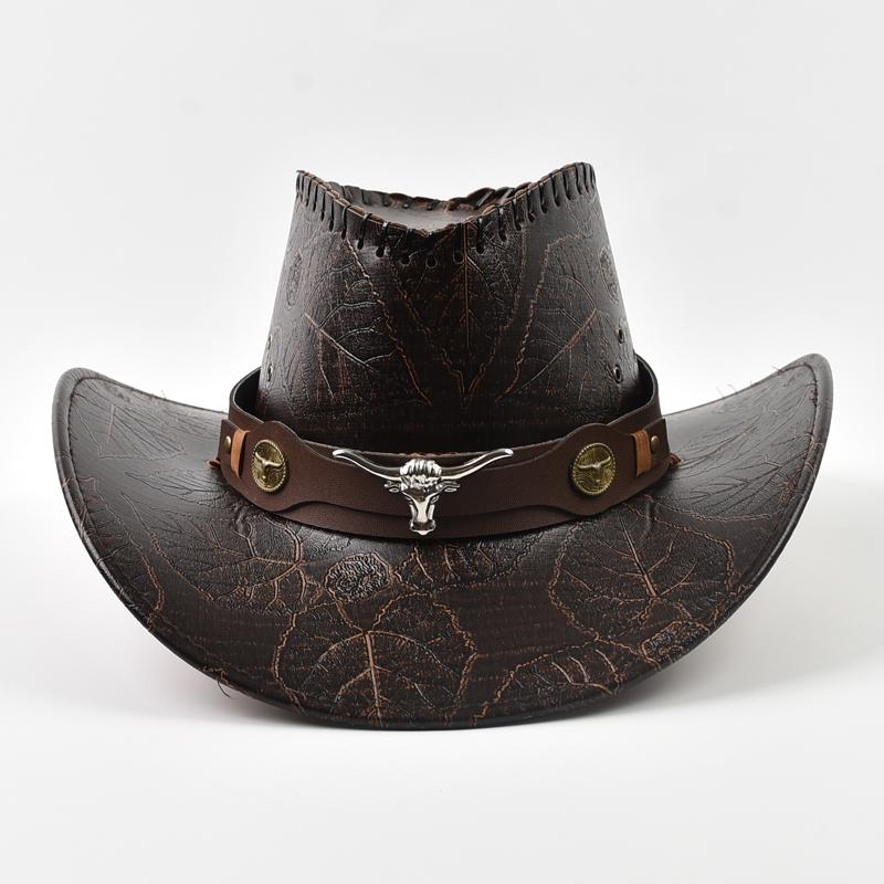 Westlicher Stil Cowboyhut Für Männer Frauen Vintage Kunstleder Breiter Rand Gentleman Cowgirl Jazzkappe Sombrero Hombre