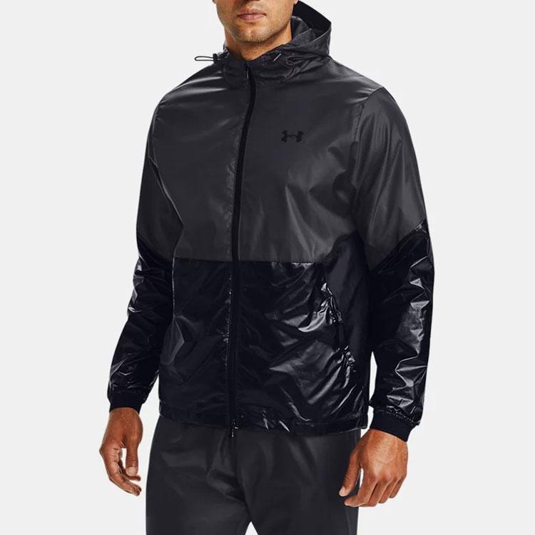 Under Armour Recover Legacy Training Lightweight Hooded Jacket With Logo Patchwork Men Jacket Black 1353370-590