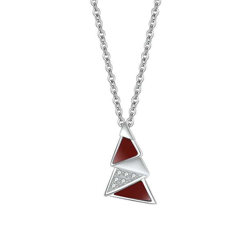 S925 Sterling Silver Christmas Tree Pendant Necklace - Elegant & Versatile Gift for Girlfriends
