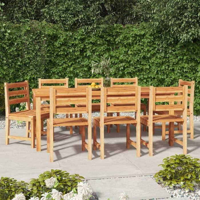 VidaXL Ensemble à manger de jardin 9 pcs Bois de teck solide, meubles de jardin, meubles d'extérieur, table et chaise de 3157192