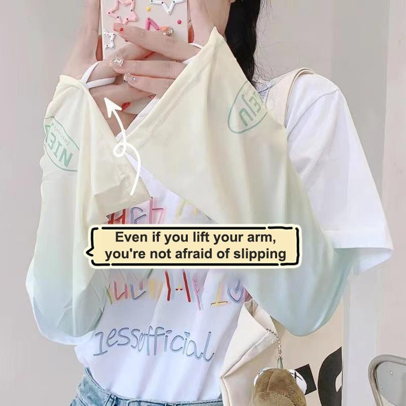 1Pair Gradient Color Loose Cycling Arm Sleeves Uv Protection Sunscreen Running Sleeve Outdoors Sport Cycling Arm Sleeves