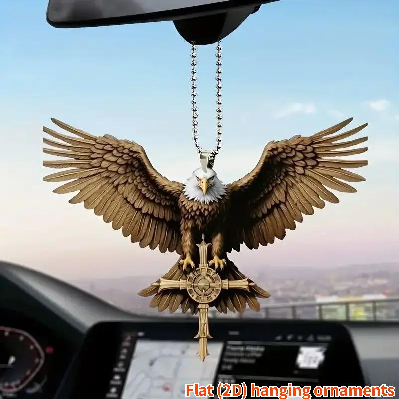 Eagle Cross Rearview Mirrors Pendant Car Hanging Ornaments Car Decoration Accessories Gifts for Women Men Christmas Decoration