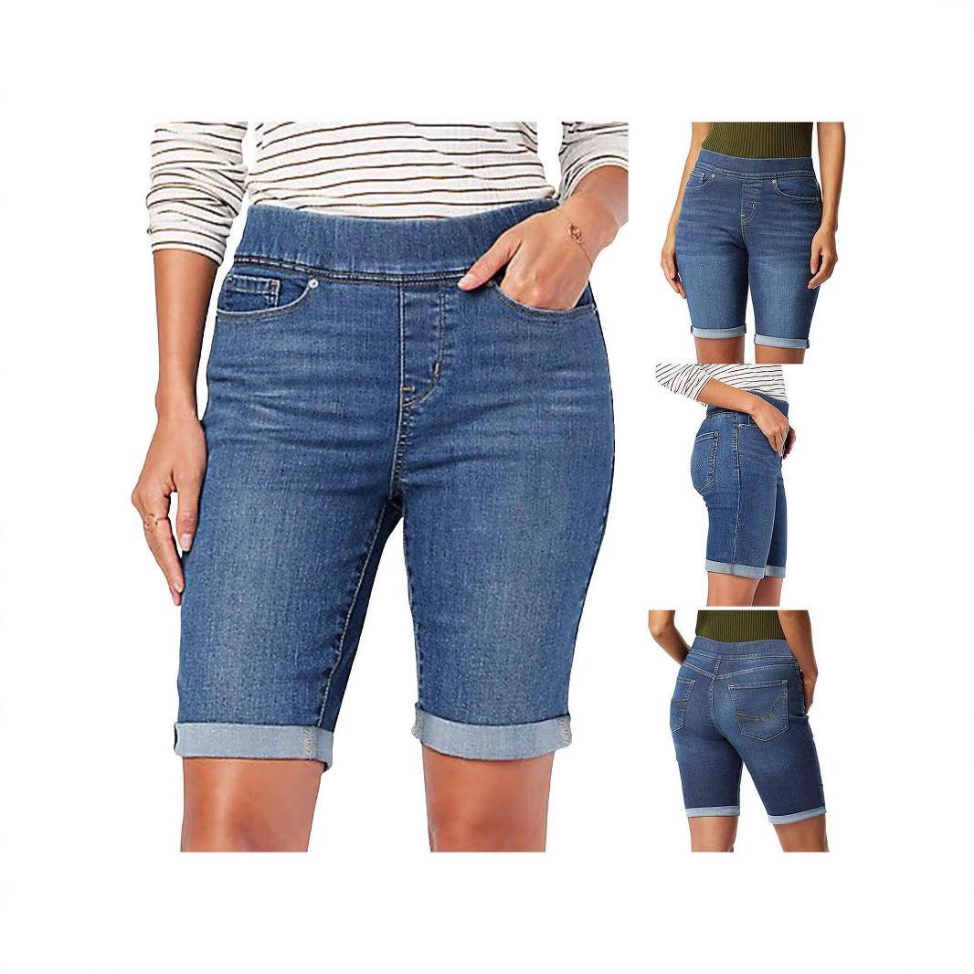 2025 European & American Style Women s Embroidered Slimming Versatile Denim Casuals XXL темно-синий