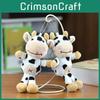 Chaveiro de Pelúcia Adorável Vaca Branca Brinquedo Macio com Manchas Para Mochilas e Chaves