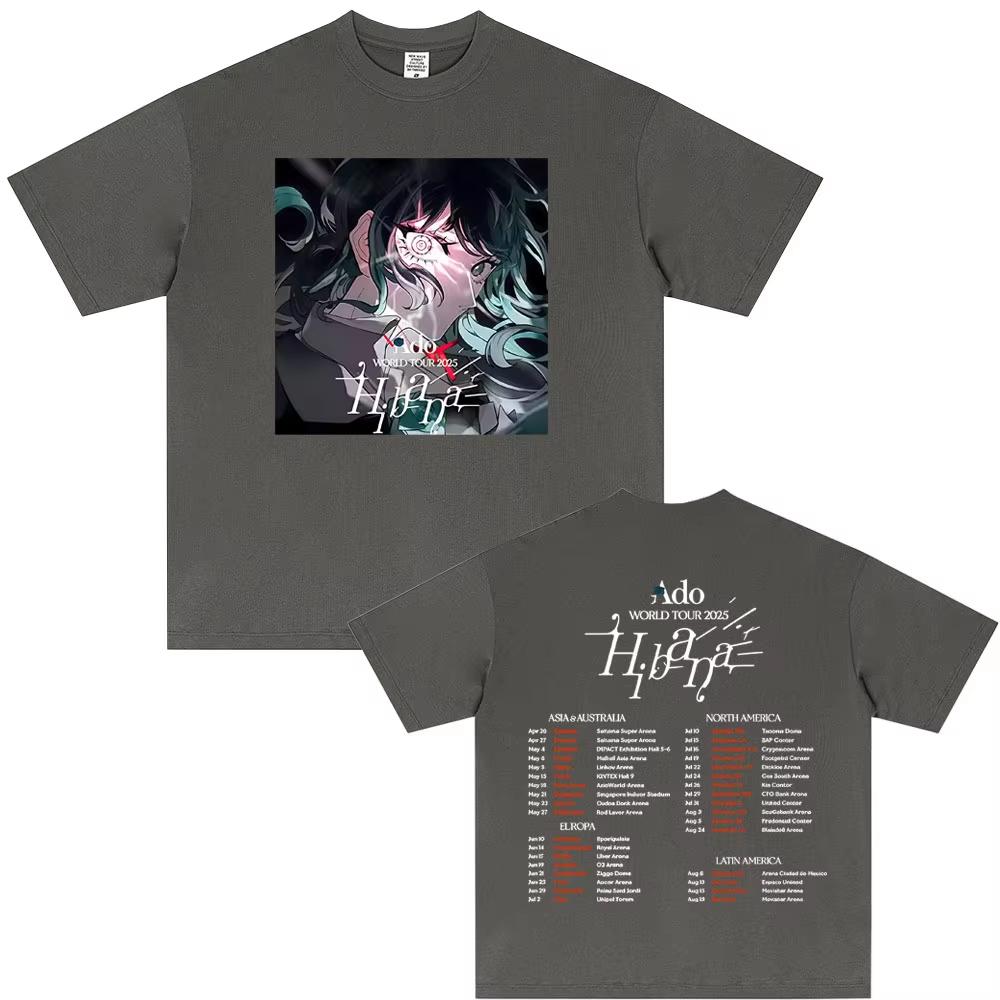 Limited Ado World Tour 2025 Hibana T Shirts Men Women Fashion Pop Music T-shirts Male Casual Cotton Vintage Tshirt Streetwears3