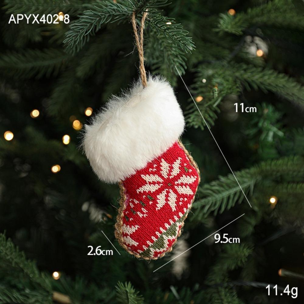 Cloth Craft Christmas Tree Ornament Hangging Delicate Christmas Decoration Handmade Boots and Hat Designs Christmas Caps Pendant