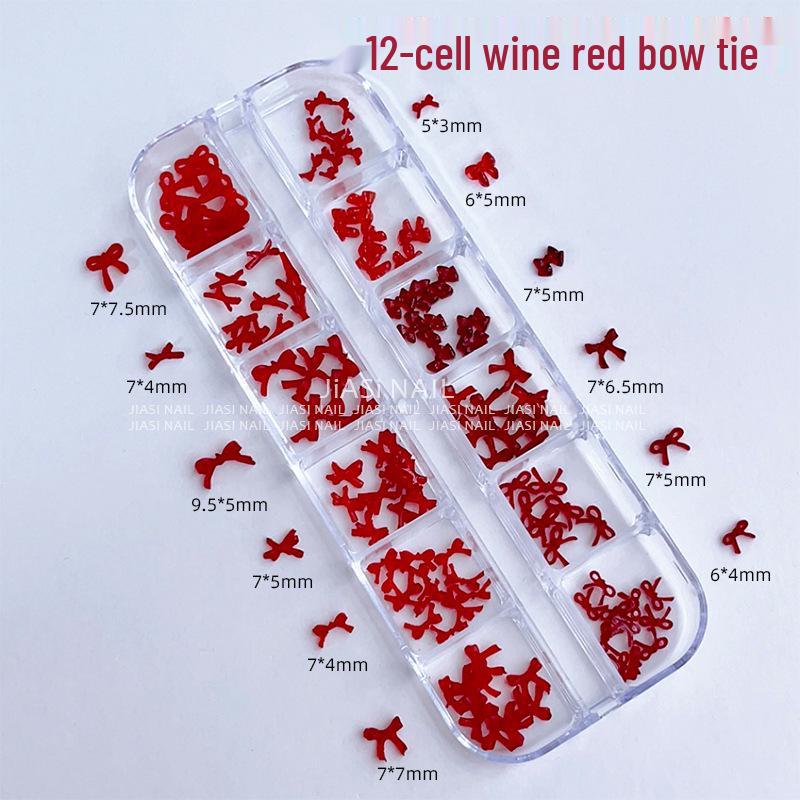 Autumn/Winter Wine Red 3D Bowknot Nail Art Decorations - Coffee Color Flowing Ribbon Accessories