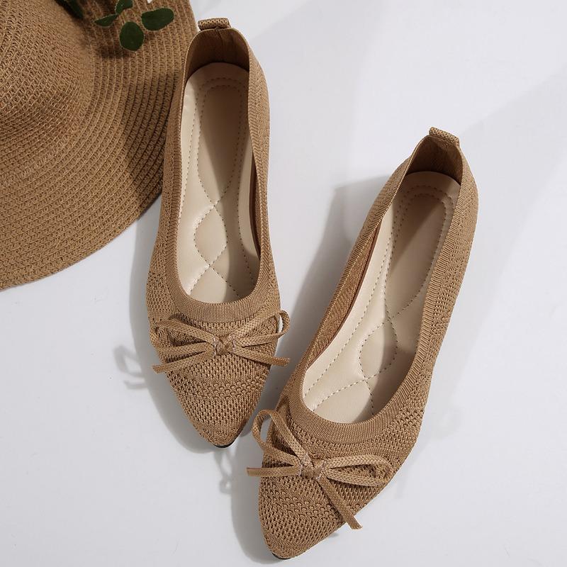 Fashion Autumn New Flat Shoes Pointed Head Shallow Mouth Cloth Surface Butterfly Knot Soft Sole Non-slip Single Shoes