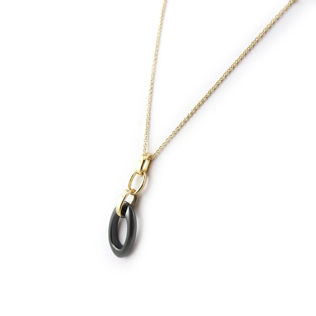 Les Trésors De Lily [L9542] - Gold-Plated Necklace 'Choréographie' Black Gold (ceramic) - 35x12 Mm