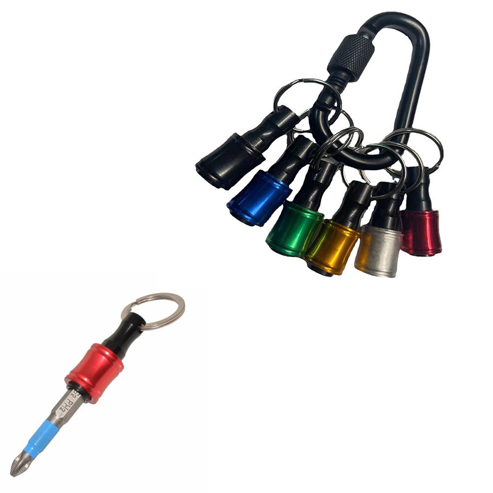 6Pcs 1/4" Hex Shank Quick Release Keychain Screwdriver Drill Bit Holder Socket