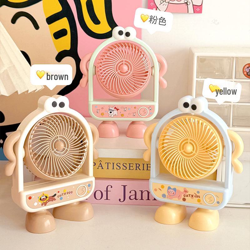 

2026 New Cute Big-Eyed Monster USB Mini Desk Fan - Perfect for Students 500mAh, 3-speed, 90° adjustable