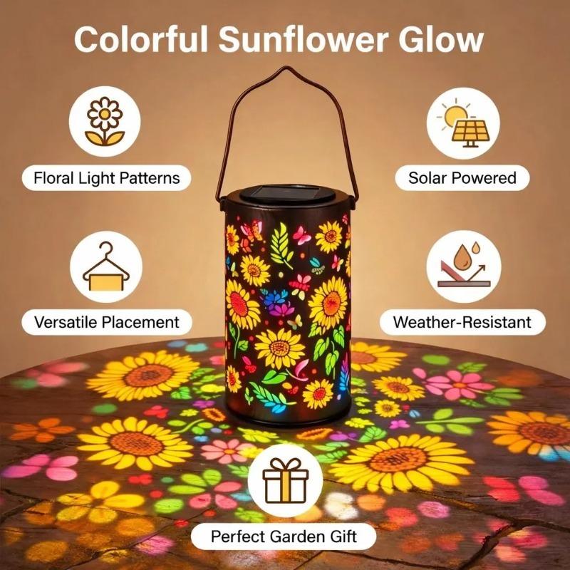 Colorful Sunflower Glow Solar Garden Lantern Shadow Light Waterproof Outdoor LED Light Solar for Patio Lawn Garden Pathway