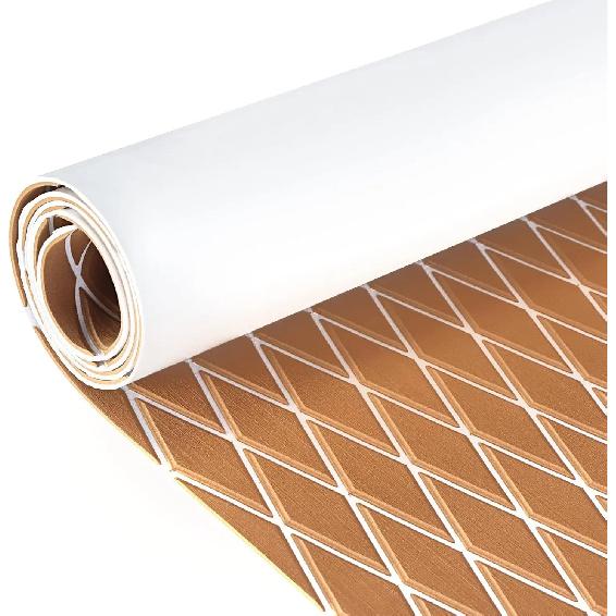 1900*350*6mm EVA Foam Floor Pad Big Diamond Anti-Slip Faux Teak Decking Sheet for Yacht Boat Self-adhesive Marine Accessories