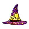 Witch Hat Stained Glass Suncatcher Window Hanging Decoration Halloween Gothic Glass Ornament for Window Home Kitchen