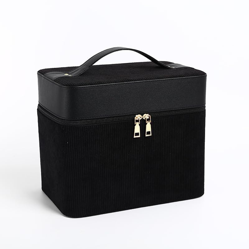 

профессиональным макияжем Большая косметичка с разделителями и идеальная для переноски SINFAMODE [Под руководством инструктора] зеркало, вокруг. (черный) чёрный