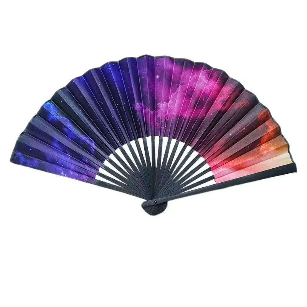 Abanico de Mano Plegable Colorido con Degradado Estampado de Leopardo Abanico Reflectante Abanico para Danza Clásica Evento Rave
