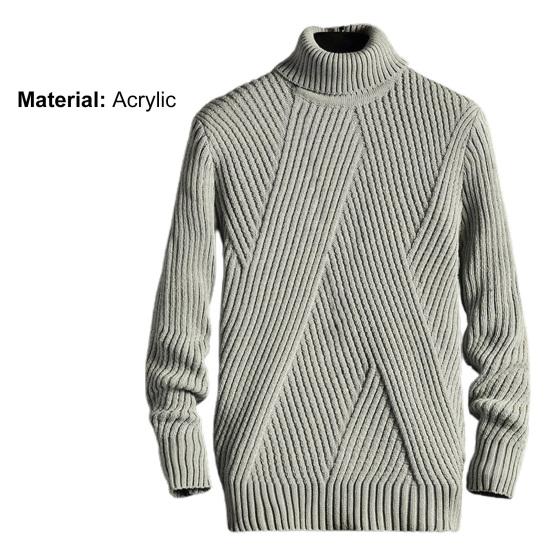 Turtleneck Men Sweater Thick Acrylic Fiber Winter Autumn Base Shirt for Daily Wear