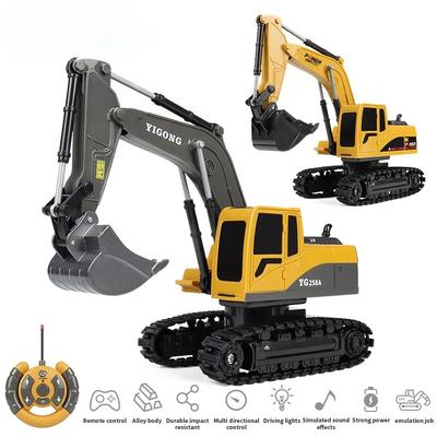2.4G 6/5CH Remote Control Excavator RC Model Car Toy Professional Alloy Plastic Simulation Construction Vehicle For Kid Gift