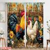2pcs,2D Plane Printing Curtain Fabric Farm Flock Harmony Versatile 100% Polyester (without Rod) Holiday Use for Bedroom Living
