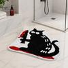 Cozy Soft Bedroom Accent Mat Halloween Pumpkin Bath Mat, Bathroom Rug with Non-slip Backing, Non-shedding Flocking Absorbent Black Cat for Home