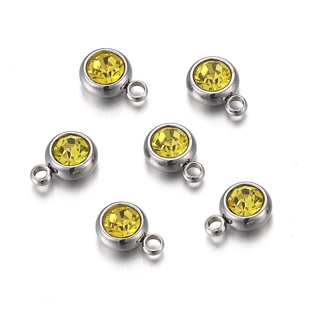 20pcs Stainless Steel Rhinestone Beads Gold Color Crystal Charms Pendants for Jewelry Making DIY Bracelets Necklaces Wholesale