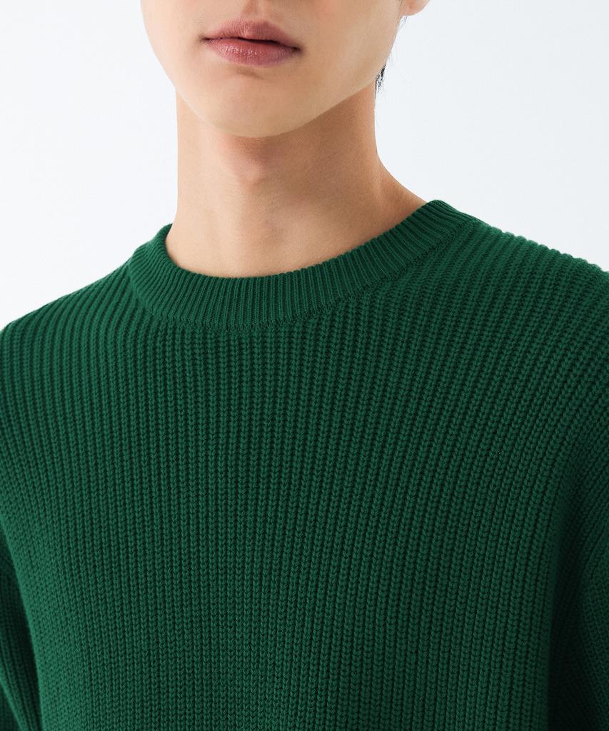 MUSINSA STANDARD Cotton Ribbed Crew Neck Knit [Irish Green]