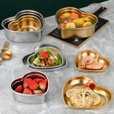 Heart Shaped Bowls Dinner Plates Salad Bowl Fruit Bowl Stainless Steel Material 2 Colors Choose for Dessert Pasta Dinner