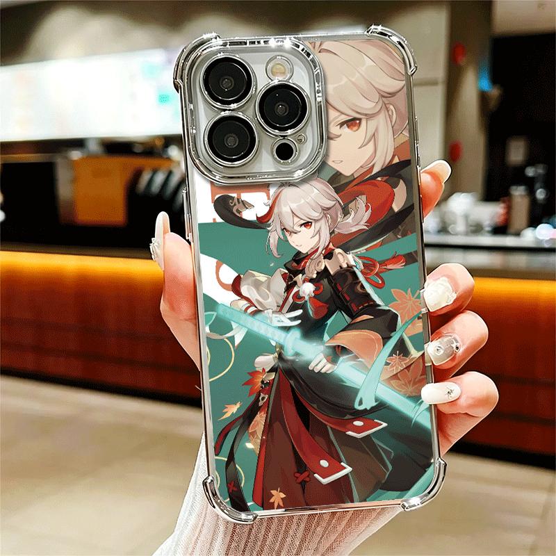 Genshin Impact Anime Beschichtetes Handyhülle Für Iphone 16 17 Pro Max Air 16E 14 15 Plus 12 13 Mini Anti-Fall Airbag Hülle