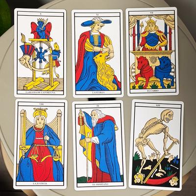 Tarotul de Marsilia(Ediție spaniolă) 10,3*6 cm 78 Cărți de Tarot Bazate pe Sistemul de la Marsilia