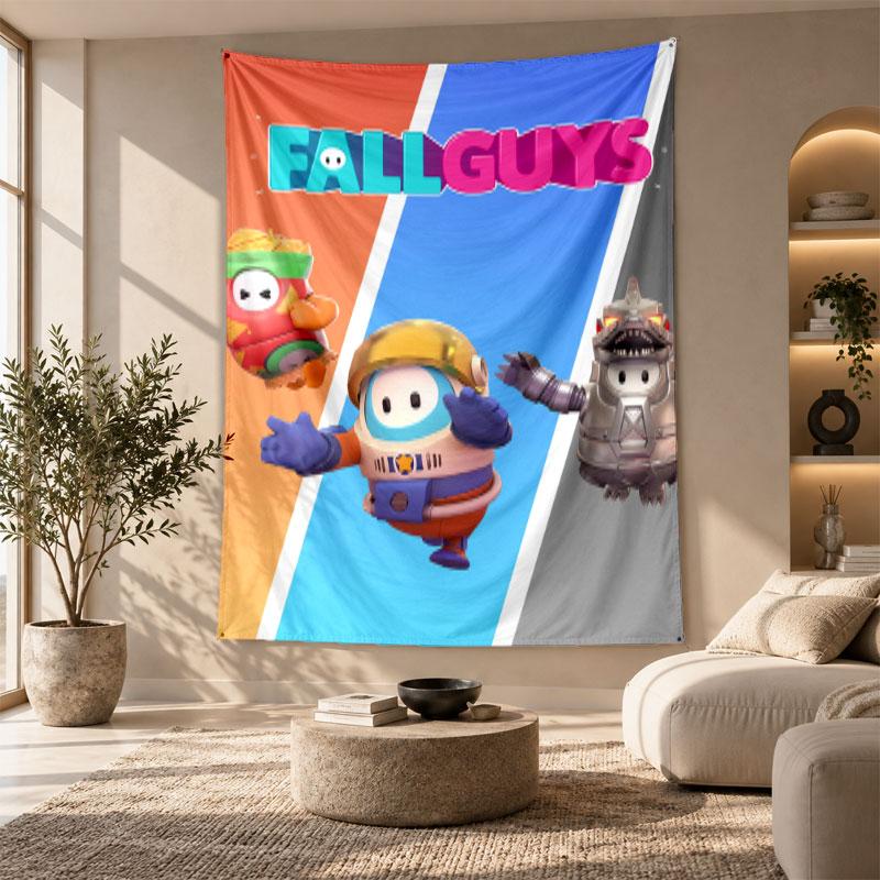 Decorative Tapestry,Fall Guys Printed Wall Art, Lightweight Wall Hanging For Bedroom Background