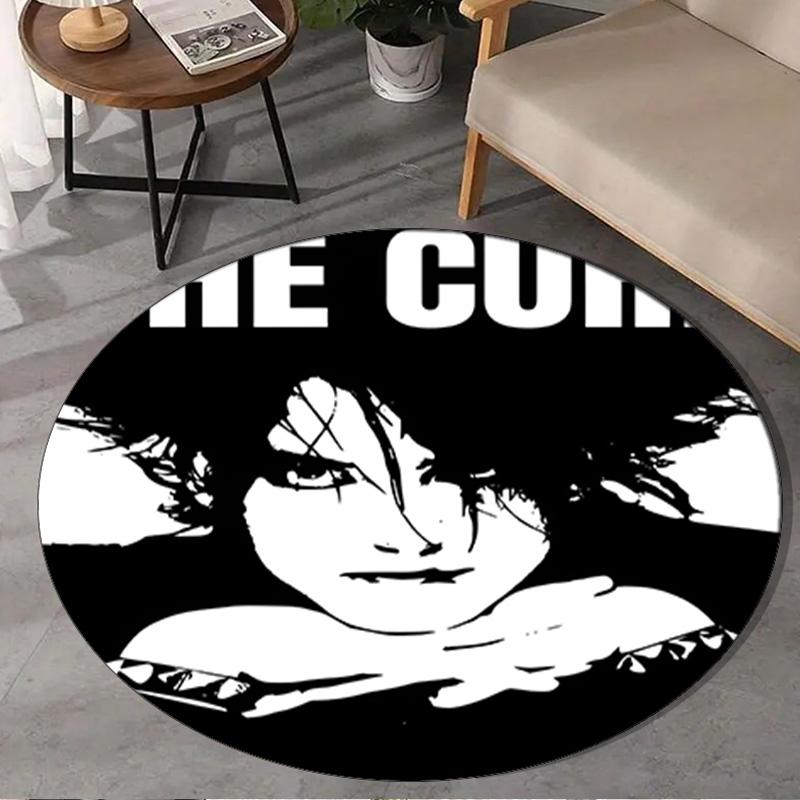 1PC The Cure Band Portraits Round Rug, Non-slip Chair Mat, Home Decor, Circle Carpet Perfect for Office, Bedroom, Living Room,Christmas gift