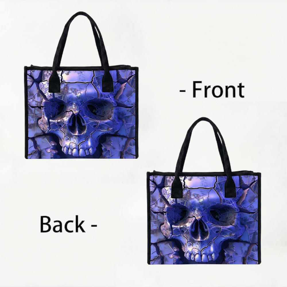 Gothic Skull Pattern Tote Bag Stylish Daily Use Shoulder Bag for Outings
