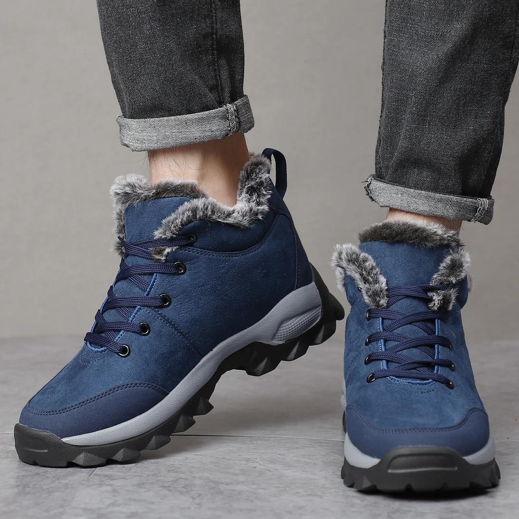 Men Snow Boots Outdoor Shoes For Male Thick Sole Sneakers for Men Winter Shoes  Keep Warm Fluff Ankle Boots