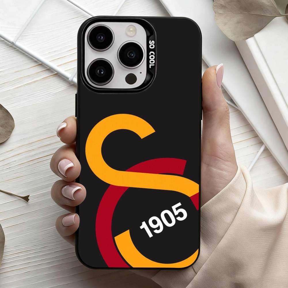 G-Galatasaray-y S-SK motif-n 1905 Étui pour téléphone pour iPhone17,16,15,14,13,12,11 Plus,Pro Max Noir Bonbon Argenté Recouvert