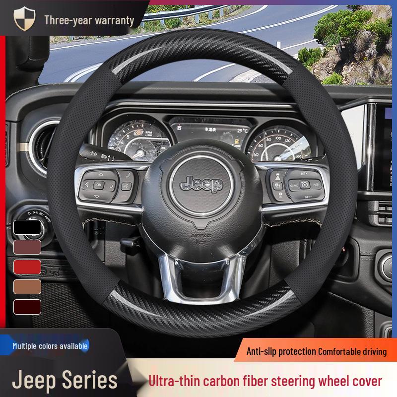 JEEP Steering Wheel Cover for Cherokee, Renegade, Wrangler, Compass, Grand Cherokee - All-Season Use