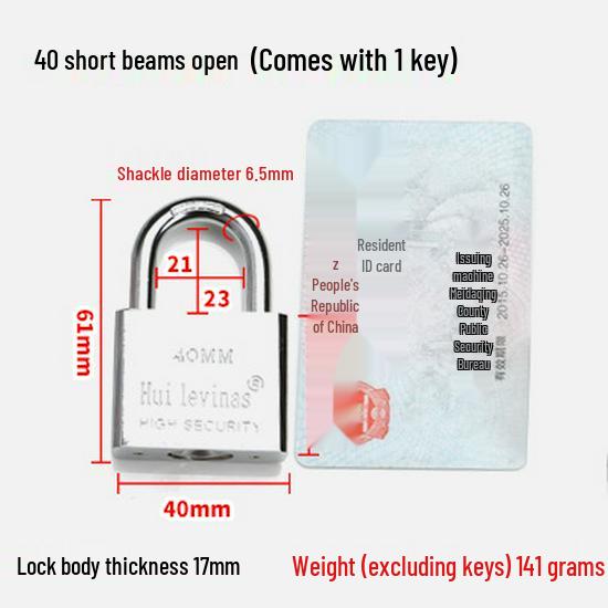 Blade-Shaped Stainless Steel Padlock, Square Head, 30mm, Ideal for Doors, Dorm Rooms, Cabinets, Long-Shank Anti-Theft Design.
