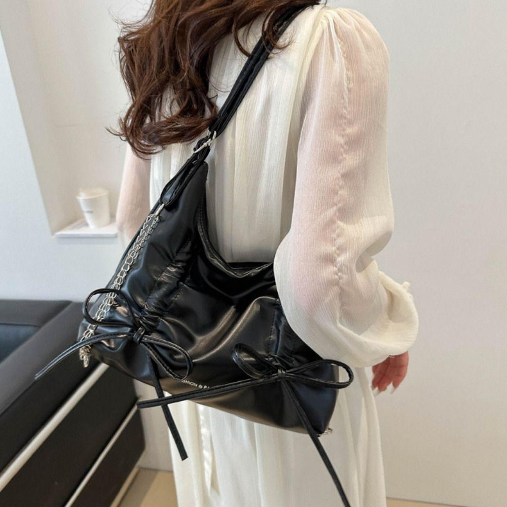 Zipper Bowknot Shoulder Bag Handbag Girl Crossbody Bag Elegant Bow Tote Bag Streetwear