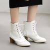2026 Nouvelle Hiver Femme Escarpins Bottines Haute Qualité à Lacets Chaussures Dames Européennes Vintage Broderie de Luxe Cuir Véritable Épais Haut