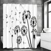 Black and White Dandelion Butterfly Shower Curtain, Bathroom Decorative Shower Curtain, Waterproof Shower Curtain with Hooks