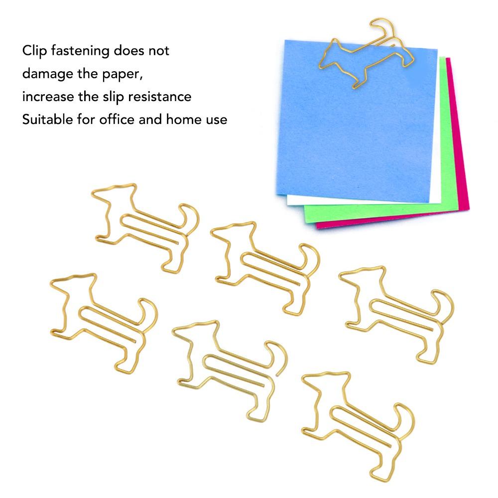 100Pcs Gold/Silver Dog Shape Paper Clips Dog Shape Portable Paper Clips Cute Paper Clips  Stationery