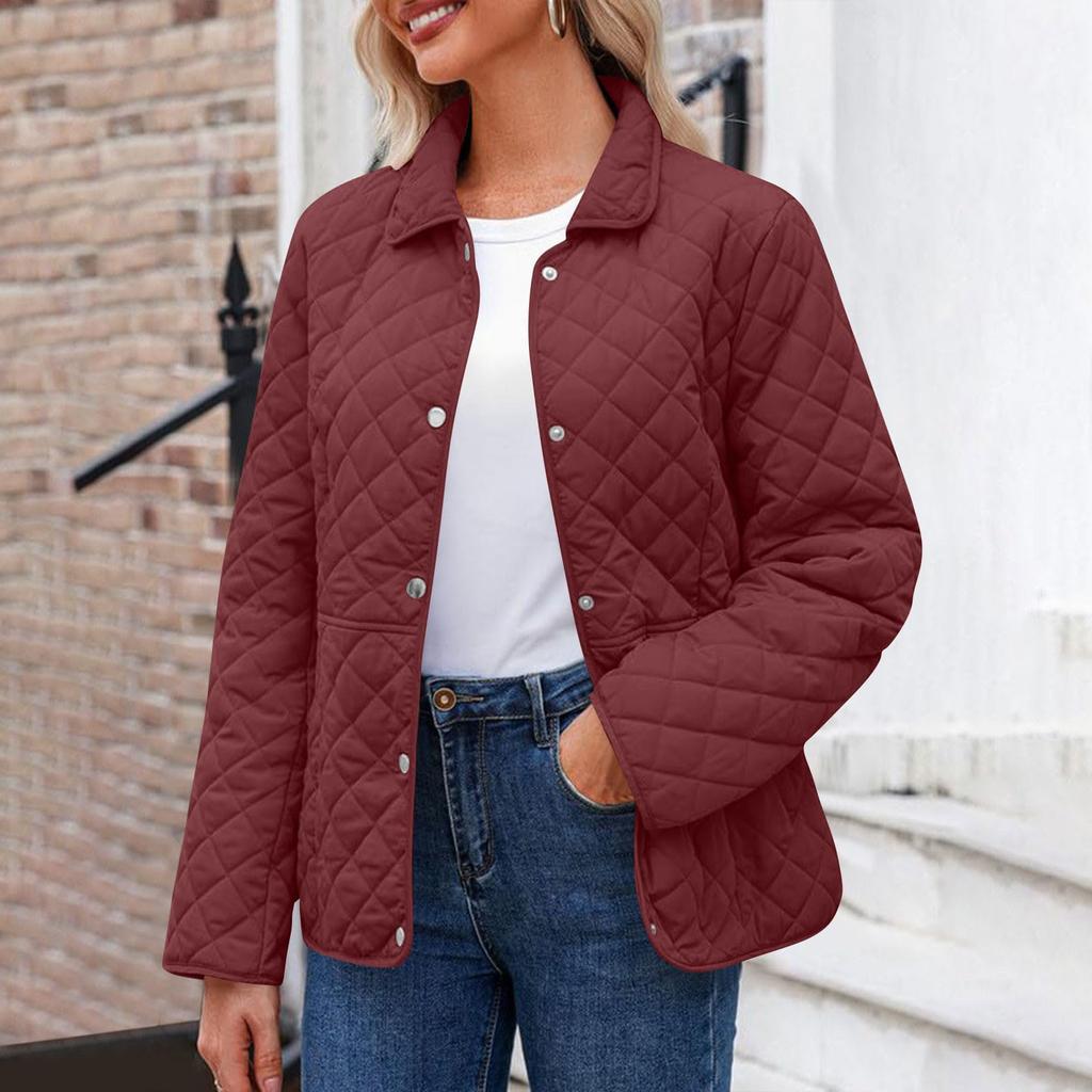 Women's Fashionable Solid Color Long Sleeved Buttoned Pocket Casual Lightweight Cotton Jacket