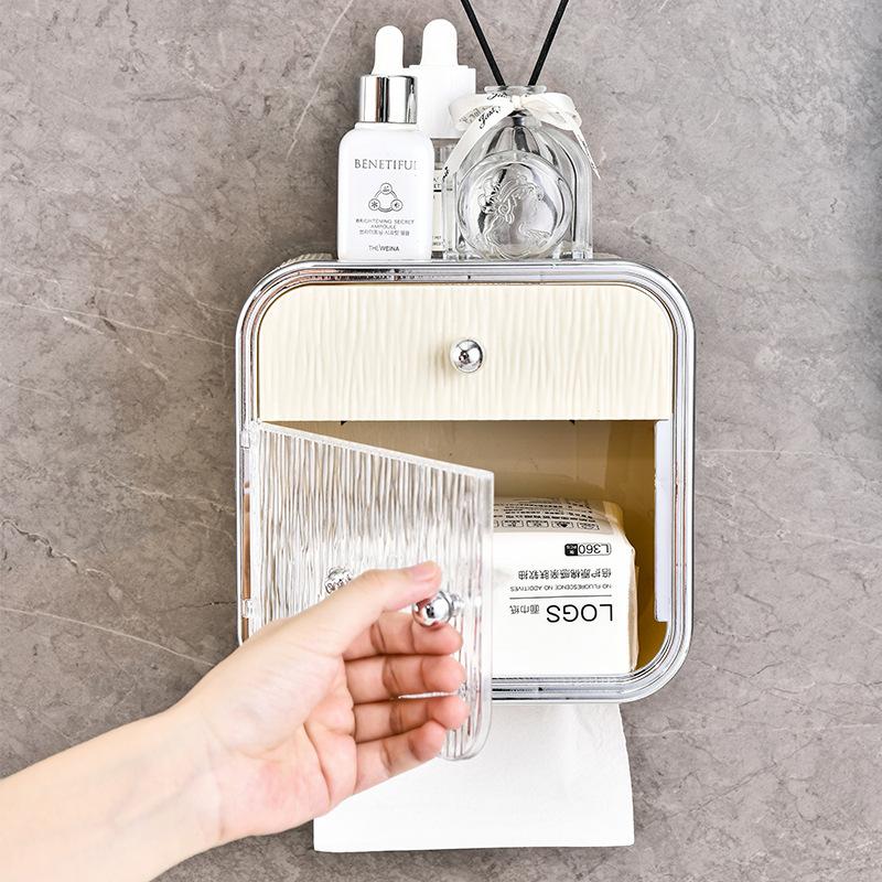 Non Perforated Wall Mounted Tissue Holder Household Toilet Paper Box Bathroom Waterproof Storage Rack Accessories for Bathroom