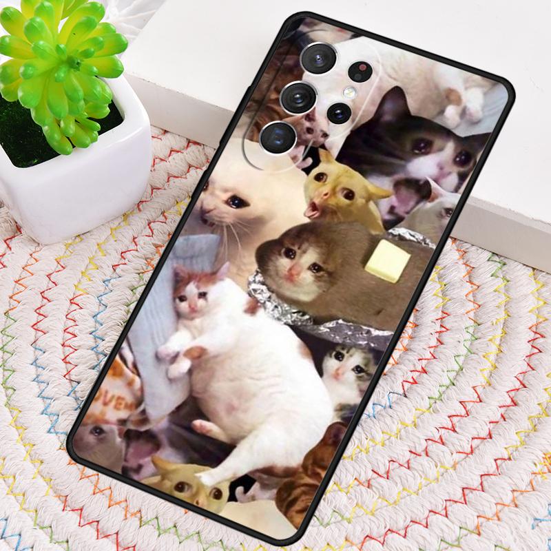 Crying Cat Memes Phone Case for Samsung Galaxy note 10 pro S26 Ultra S23 S24 FE S25 S21 S22 PLUS shockproof Cove