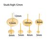 100pcs/lot 3 4 5 6 8 10 12 mm Stainless Steel Blank Earring Stud Base Cabochon Cameo Settings For DIY Jewelry Making Findings