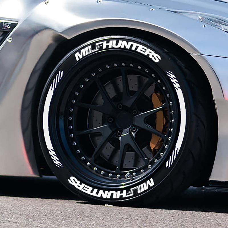 MILFHUNTERS 3D Tire Letter Decals PVC Waterproof Funny Racing Wheel Stickers Car Accessories