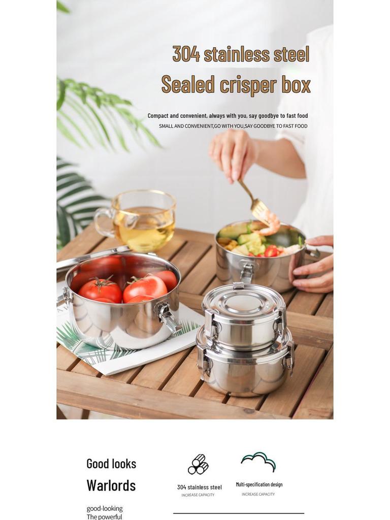 304 Stainless Steel Leak-Proof Korean Bento Lunch Box Set - 3-Piece Fresh-Keeping Containers