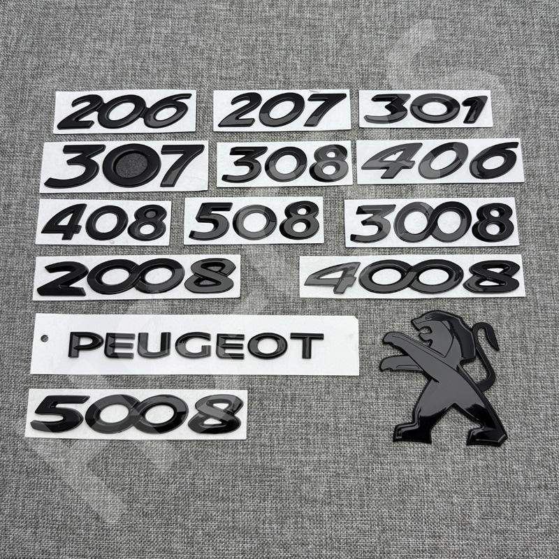 3D Black ABS Car Rear Trunk Emblem Front Hood Badge Stickers For Peugeot m 206 307 308 3008 207 208 407 408 508 2008 5008 Styling