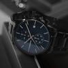 PINDOWS Men's Watch, Black - Simple Stainless Steel Chronograph Business Watch with Date Display